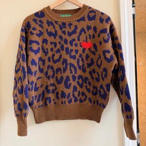 Clare v drop shoulder Sweater cognac with navy Pablo cat original $335